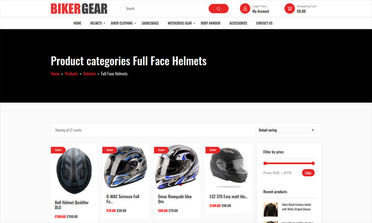 Biker Gear ECommerce Website
